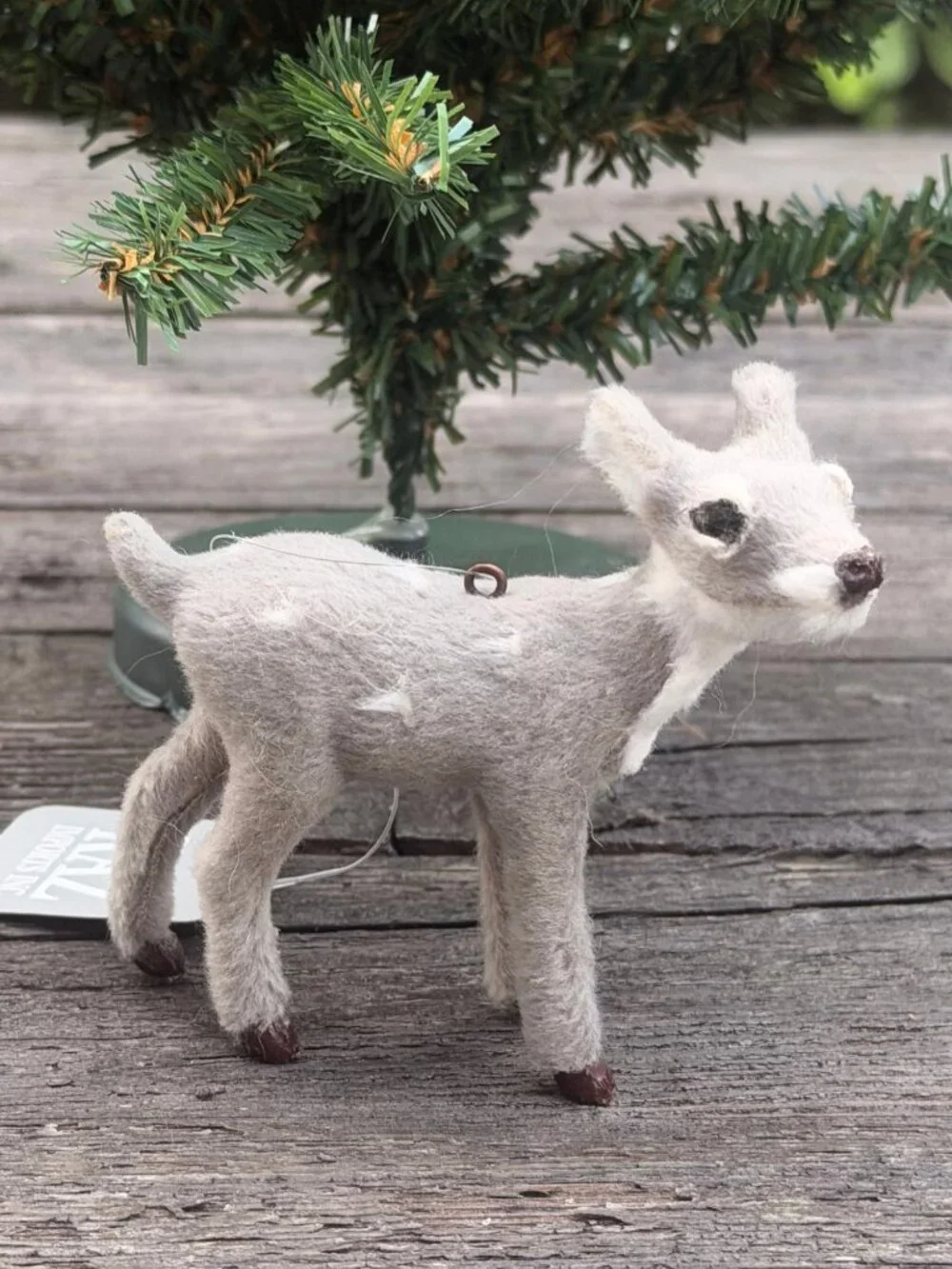 Raz Imports Gray Spotted Fawn Deer Faux Fur Retro Woodland Christmas Ornament